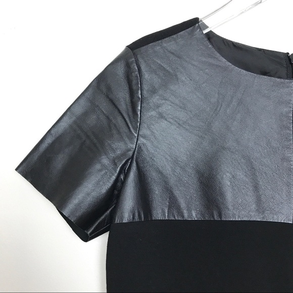 Neiman Marcus Black Dress w/Leather Panels Size S - Picture 3 of 8
